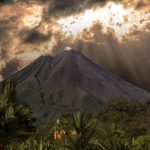 Arenal Volcano with sunbeams